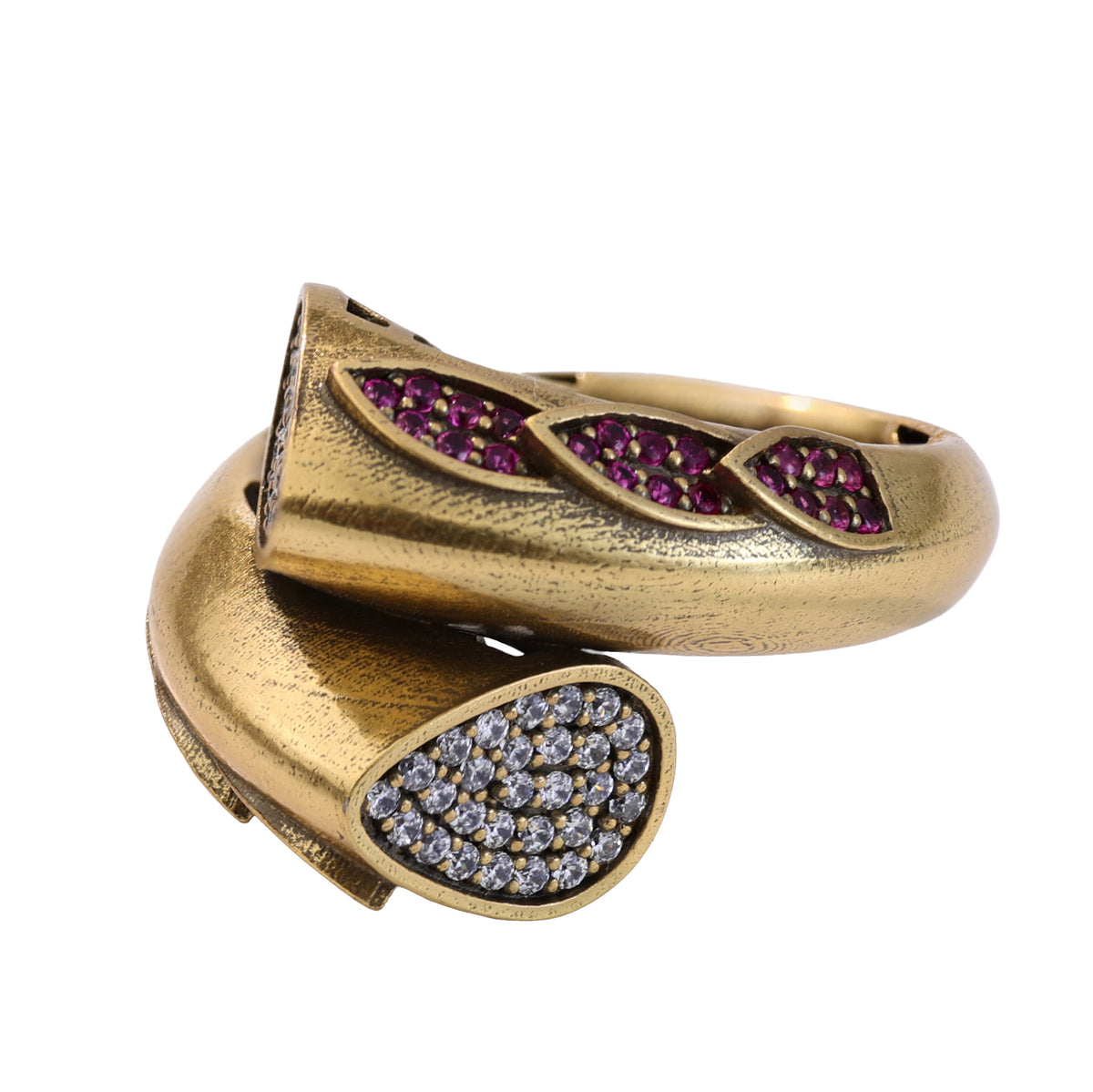 Pavé Leaf Bypass Ring