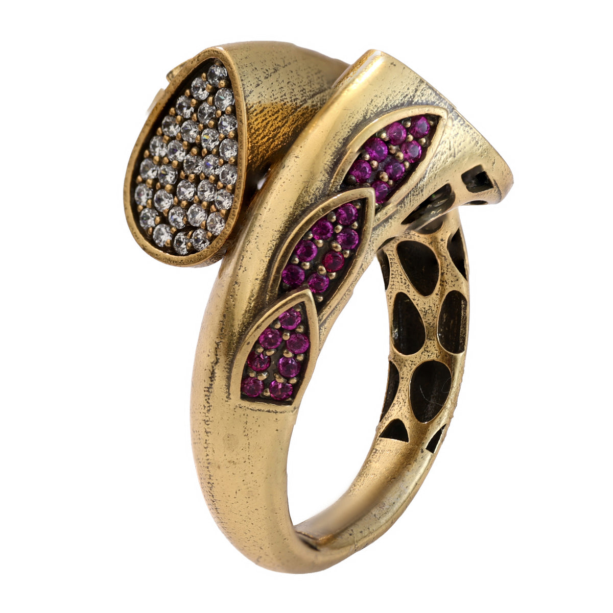 Pavé Leaf Bypass Ring