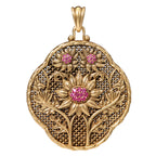 NE-PD-0021 Silver Floral Key Double-Sided Pendant