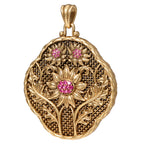 NE-PD-0021 Silver Floral Key Double-Sided Pendant