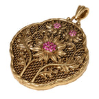 NE-PD-0021 Silver Floral Key Double-Sided Pendant