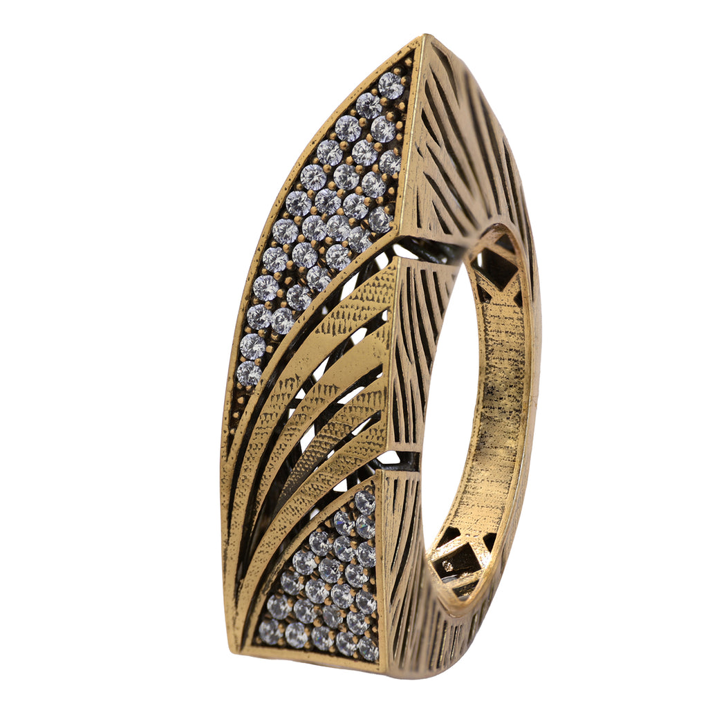 Feather Pavé Statement Ring