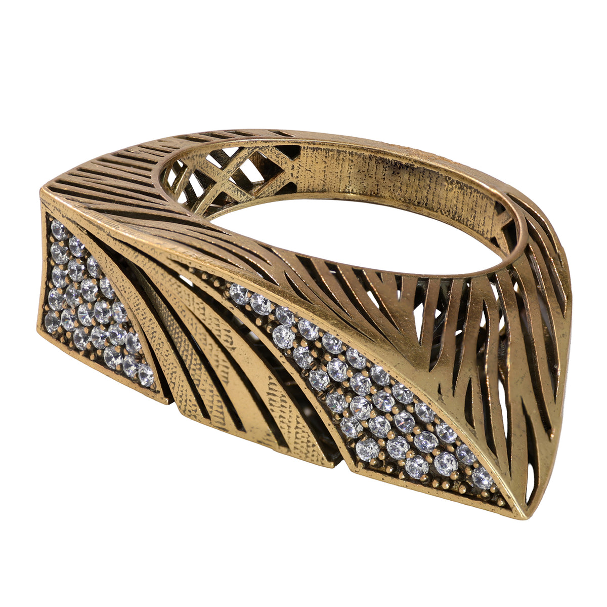 Feather Pavé Statement Ring