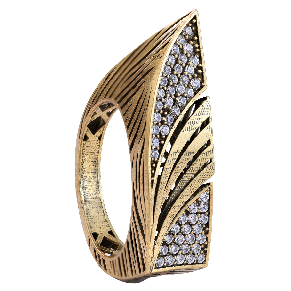 Feather Pavé Statement Ring