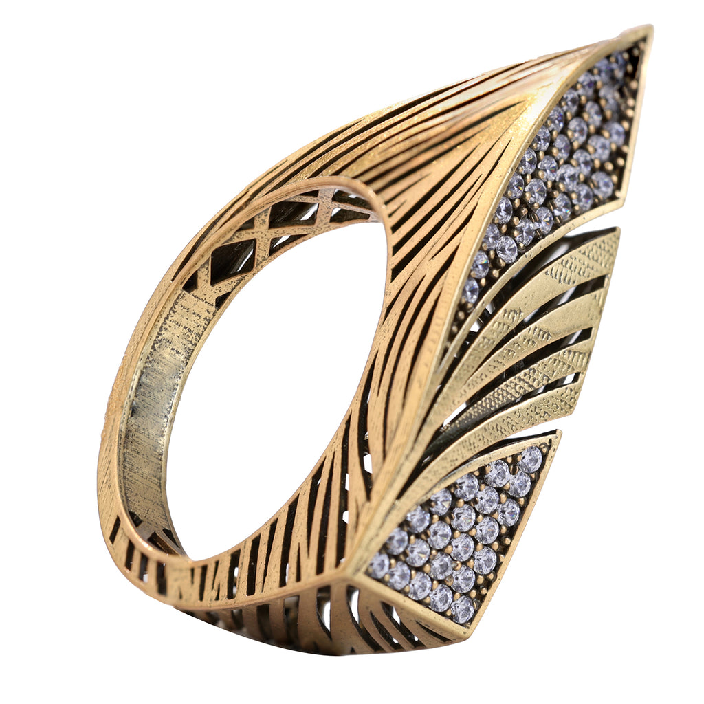 Feather Pavé Statement Ring