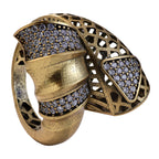 Ribbon Pavé Sculptural Statement Ring