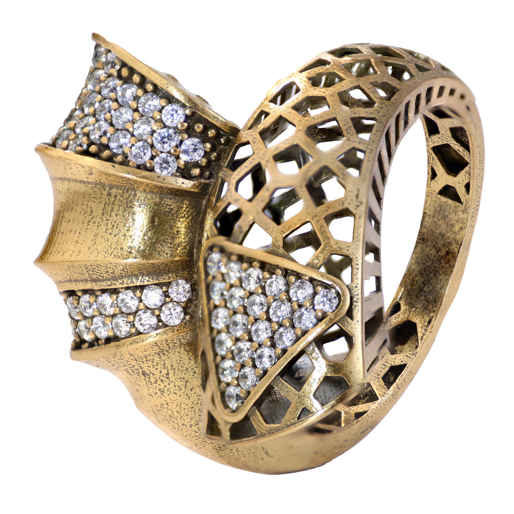 Ribbon Pavé Sculptural Statement Ring