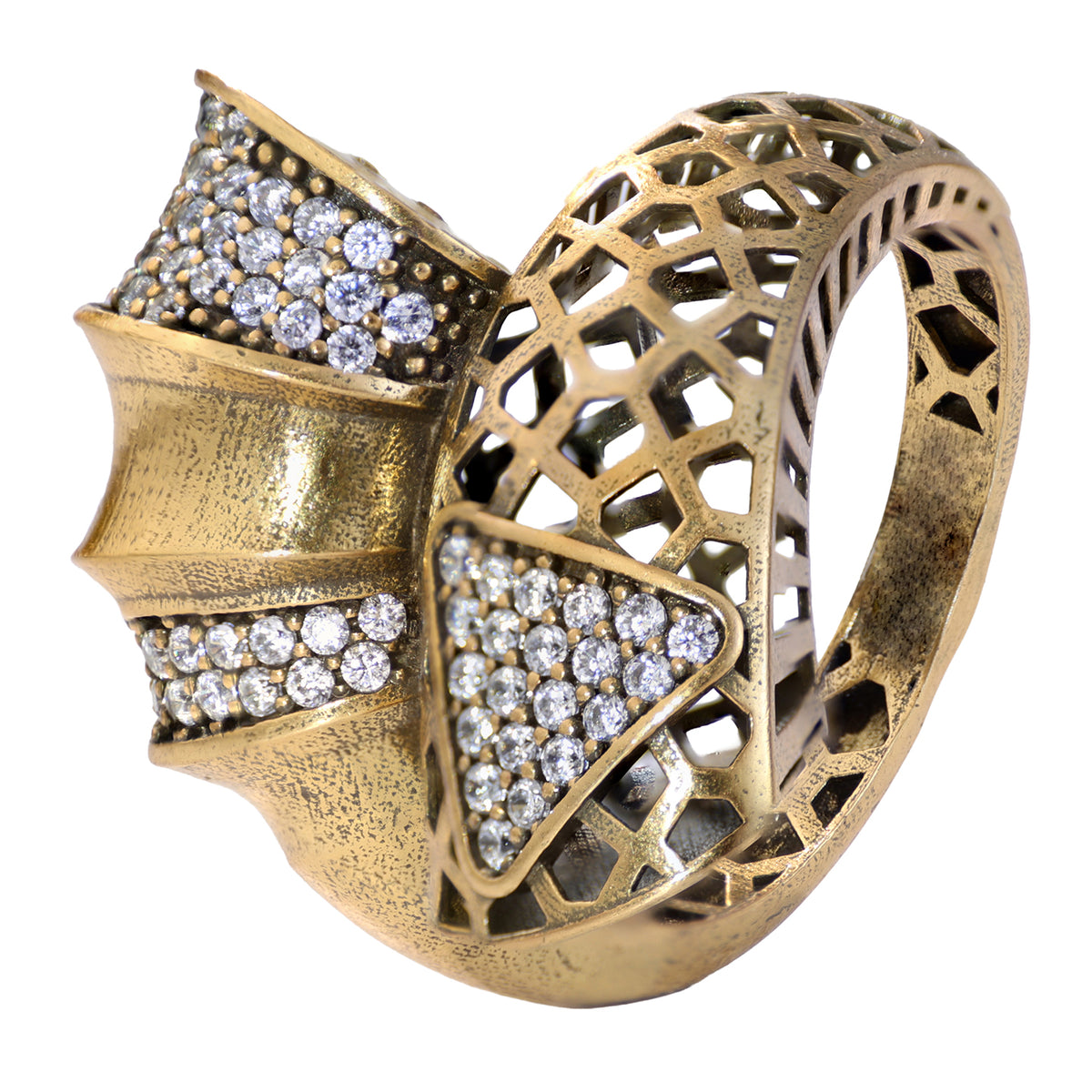 Ribbon Pavé Sculptural Statement Ring