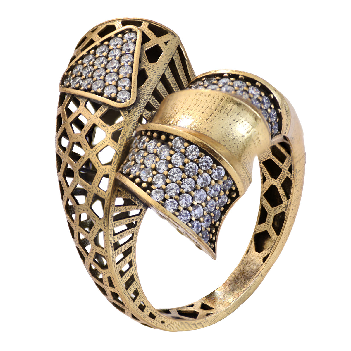 Ribbon Pavé Sculptural Statement Ring