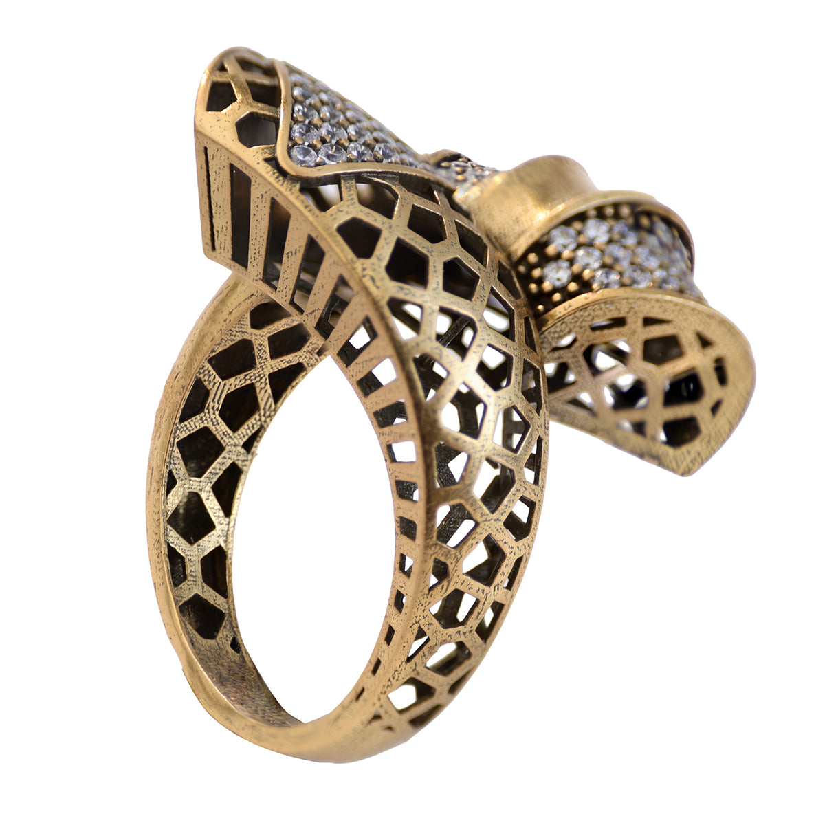 Ribbon Pavé Sculptural Statement Ring